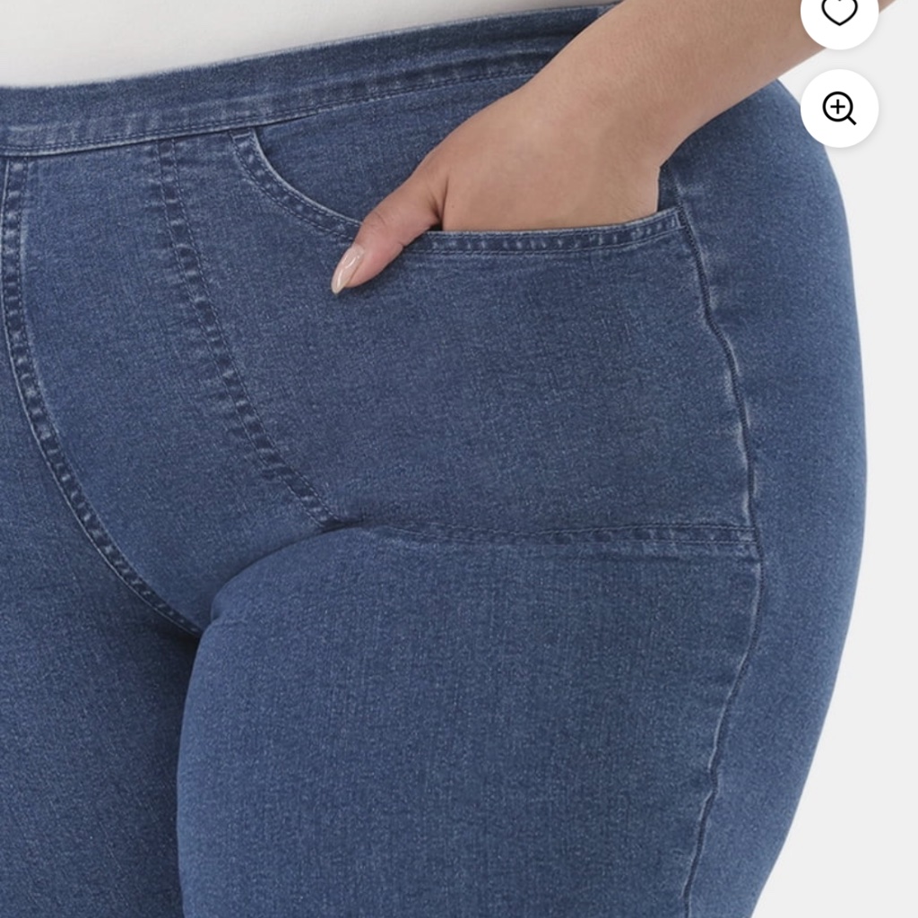 Just My Size Women’s Medium Stonewash Snap Hem Cropped Hem Pants Size 1x Nwt — image 6 of 8